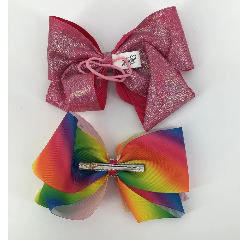 JoJo Siwa‎ Hair Bows Jumbo Set Pink Metallic Glitter Rainbow Rhinestone Hearts